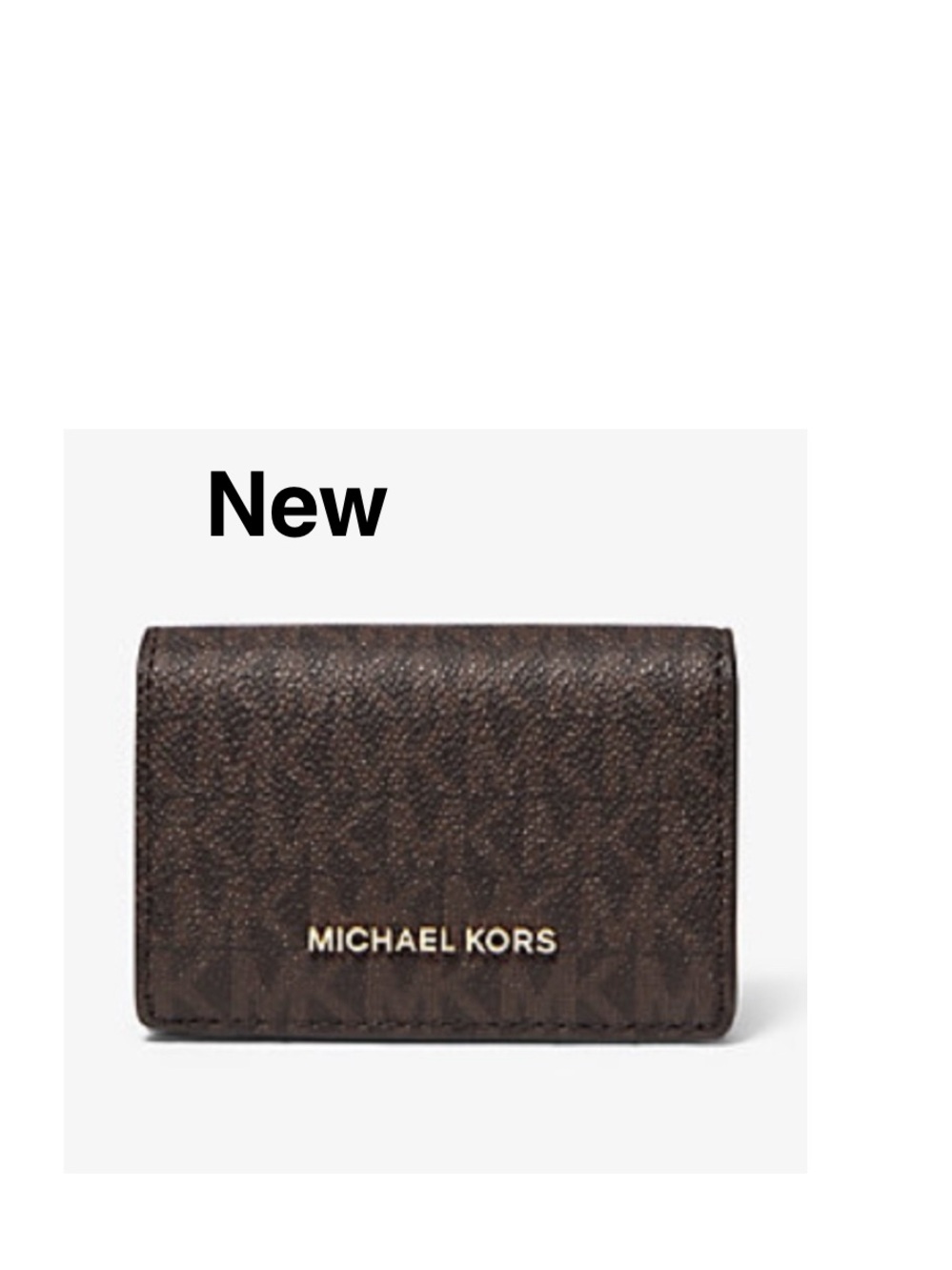 NEW MICHAEL KORS MK LOGO JET SET TRAVEL BIFOLD WALLET BROWN ⭐️⭐️⭐️⭐️